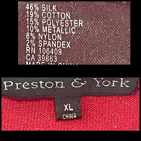 ▪️PRESTON & YORK▪️Gold Shimmer Red Silk Blend Boat Neck Top - Picture 4 of 4